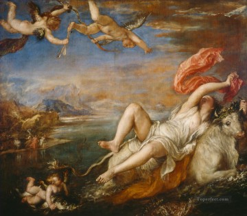 Titian Painting - The Rape of Europa Titian